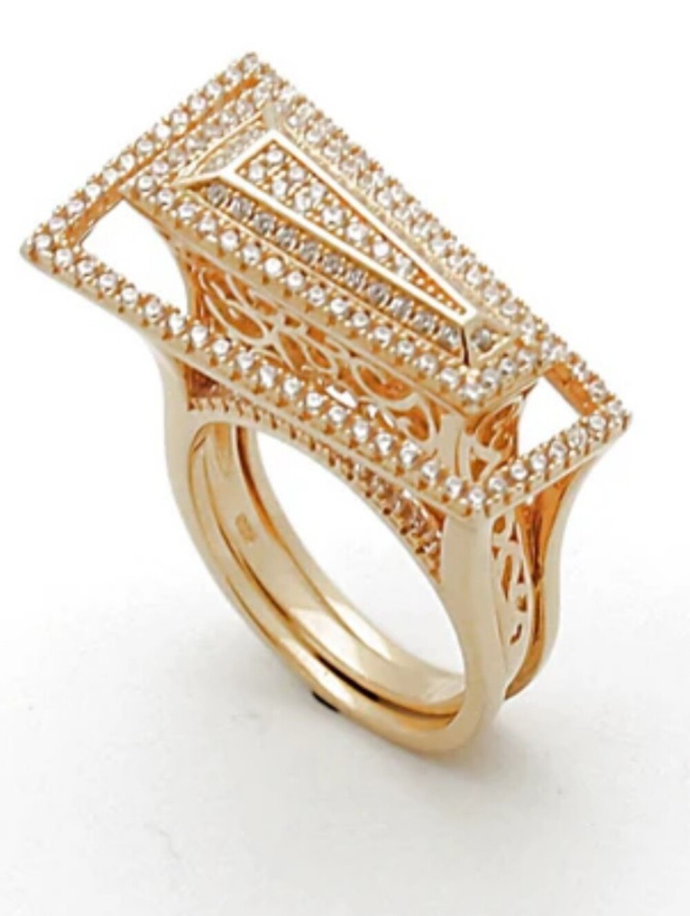 Two In One Ring Mira's Jewelers 14kt Gold Plated Sterling 925 Cocktail Ring